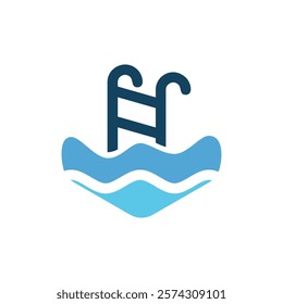 Swimming pool logo icon vector illustration template