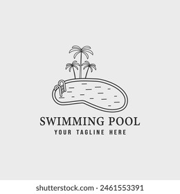 swimming pool logo line art simple minimalist vector illustration template icon graphic design
