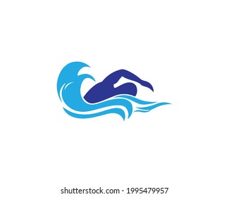 Swimming pool Logo Template Design.