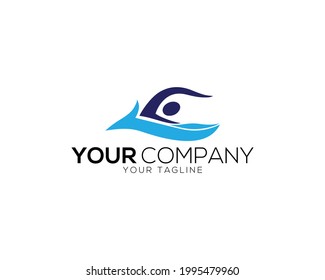 Swimming pool Logo Template Design.