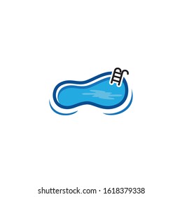 swimming pool logo vector with water template