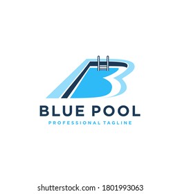 Swimming Pool Maintenance Business Vector Icon Isolated Logo Template. Clean And Flat Graphic Design For Outdoor Company