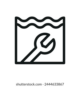 Swimming pool maintenance isolated icon, pool service vector symbol with editable stroke