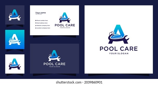 Swimming pool maintenance logo with initial letter a design