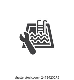 Icono del Vector de mantenimiento de la piscina. cartel plano lleno para concepto móvil y Diseño web. Icono de glifo Servicio de reparación de grupo. Símbolo, ilustración del logotipo. Vector gráfico