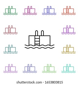Swimming pool multi color style icon. Simple thin line, outline vector of summer icons for ui and ux, website or mobile application
