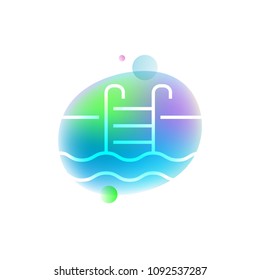 Swimming pool neon icon
