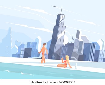 Swimming pool on roof of skyscraper