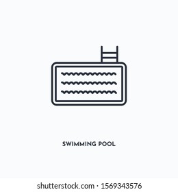Swimming pool outline icon. Simple linear element illustration. Isolated line Swimming pool icon on white background. Thin stroke sign can be used for web, mobile and UI.