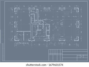 Swimming pool project. 1st floor plan, architecture, blueprint. Recreation room, changing room , bath, sauna and Hammam, staff rooms and guest rooms. Vector.