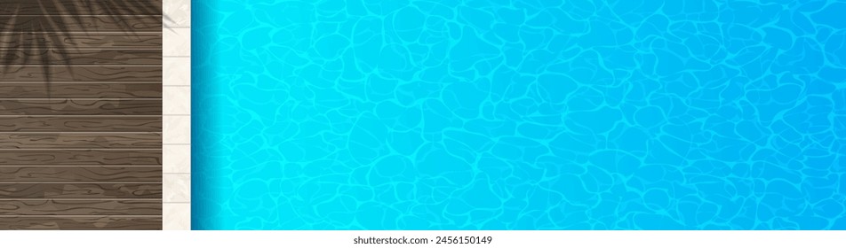 swimming pool rectangular shape with blue water  summer vacation top view vector illustration