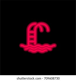 Swimming pool red glowing neon ui ux icon. Glowing sign logo vector