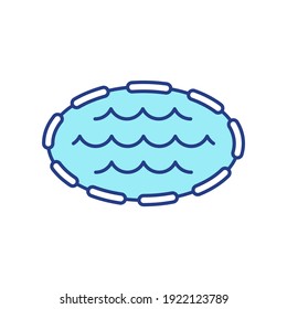 Swimming pool RGB color icon. Artificial lake. Aquafarm for fish, oyster, shrimp cultivation. Fresh water scenic. Summer recreation spot. Outdoor relaxation. Isolated vector illustration