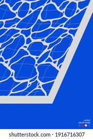 Swimming pool with ripples; flat simple design mono ultramarine blue color; cool summer background design illustration