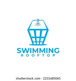 Schwimmbad auf dem Dach, Vektorgrafik-Logo-Design