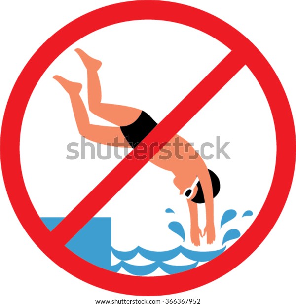 Swimming Pool Rules Boy Jumping Water Stock Vector Royalty Free