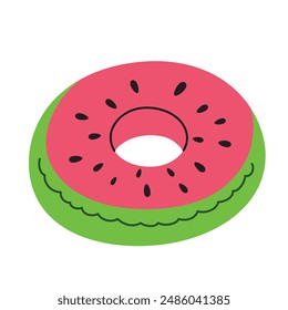 Swimming pool safety ring icon, vector illustration of fun rubber float in watermelon design, beach equipment, inflatable circle for relaxing in sea, tropical summer vacation toy