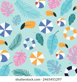 Swimming pool seamless pattern vector illustration with summer vacation element background
