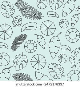 Swimming pool seamless pattern vector illustration with summer vacation element background
