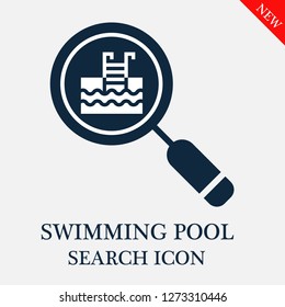 Swimming pool search icon. Editable Swimming pool search icon for web or mobile.