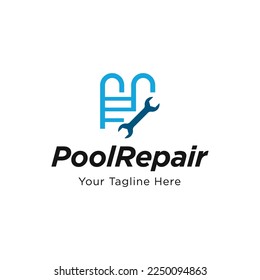 Swimming pool service and design logo. Vector illustration