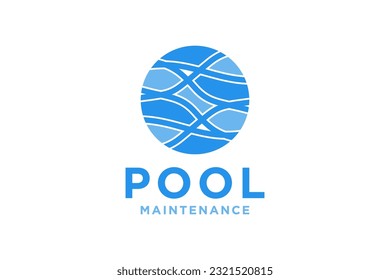 Swimming Pool Service Logo with Cleaning Pool and Maintenance Concept