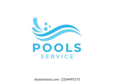 Swimming Pool Service Logo with Cleaning Pool and Maintenance Concept