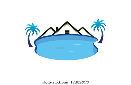 Swimming Pool Service Logo Design Vector