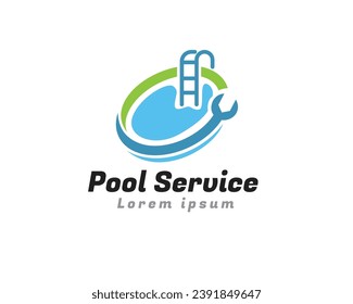 inspiración del símbolo del logotipo del servicio de la piscina diseño de la ilustración de la ilustración