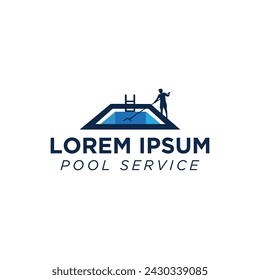 swimming pool service logo vector