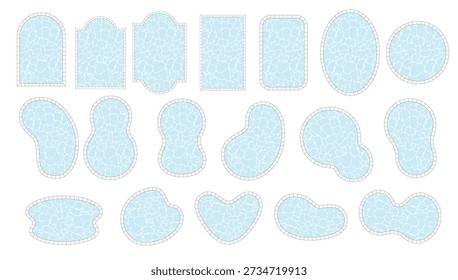 Swimming Pool Shape Set in Top View Vector Style with Blue Water Texture for Landscape Design Architecture Planning Real Estate and Resort Illustration
