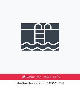 Swimming Pool Sign Icon / Vector