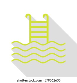 Swimming Pool sign. Pear icon with flat style shadow path.