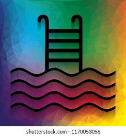 Swimming Pool sign. Vector. Flat style black icon on white.