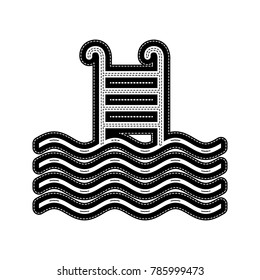 Swimming Pool sign. Vector. Flat style black icon on white.