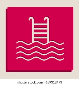 Swimming Pool sign. Vector. Grayscale version of Popart-style icon.