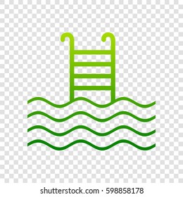 Swimming Pool sign. Vector. Green gradient icon on transparent background.