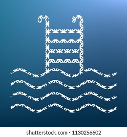 Swimming Pool sign. Vector. White textured icon at lapis lazuli gradient background.