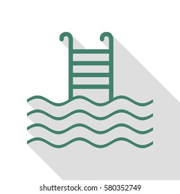 Swimming Pool sign. Veridian icon with flat style shadow path.