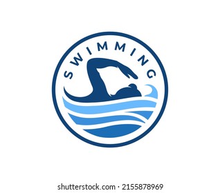 Swimming Pool Silhouette Sea Ocean Water Wave Logo design template