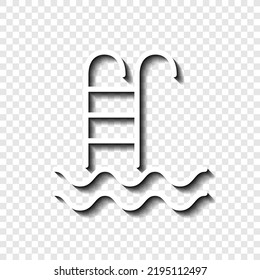 Swimming pool simple icon vector. Flat design. White with shadow on transparent grid. 