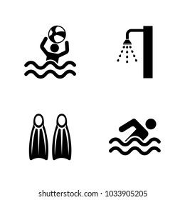 Swimming Pool. Simple Related Vector Icons Set for Video, Mobile Apps, Web Sites, Print Projects and Your Design. Black Flat Illustration on White Background.