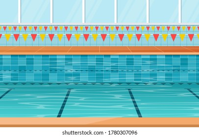 Swimming Pool Summer Holiday Healthy Sport Cartoon Illustration