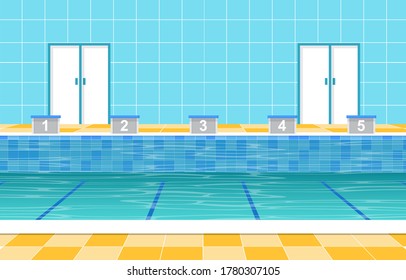 Swimming Pool Summer Holiday Healthy Sport Cartoon Illustration