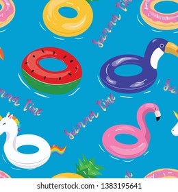 swimming pool summer seamless vector pattern . Concept for print, textile, invitation