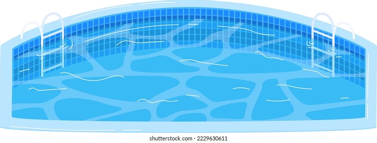 Swimming pool, summer water, blue background, isolated on white, sport recreation, design, cartoon style vector illustration.