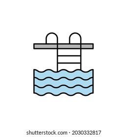 swimming pool, summertime, pool, swimming line colored icon. Signs, symbols can be used for web, logo, mobile app, UI, UX
