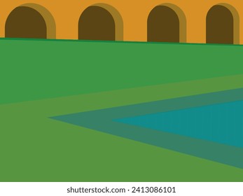 swimming pool and surrounding interior to advertise outdoor activities