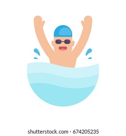 Swimming in the pool, Swimmer concept, vector illustration.