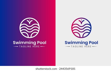 Icono de símbolo de piscina logo vector concepto Agua Mar 